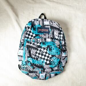 JanSport backpack Blue Grey Black Grafitti Pattern - Skater Kids